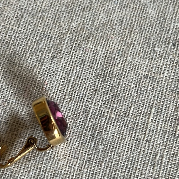 Vintage Christian Dior Purple Square Clip-On Earrings - Picture 4 of 4